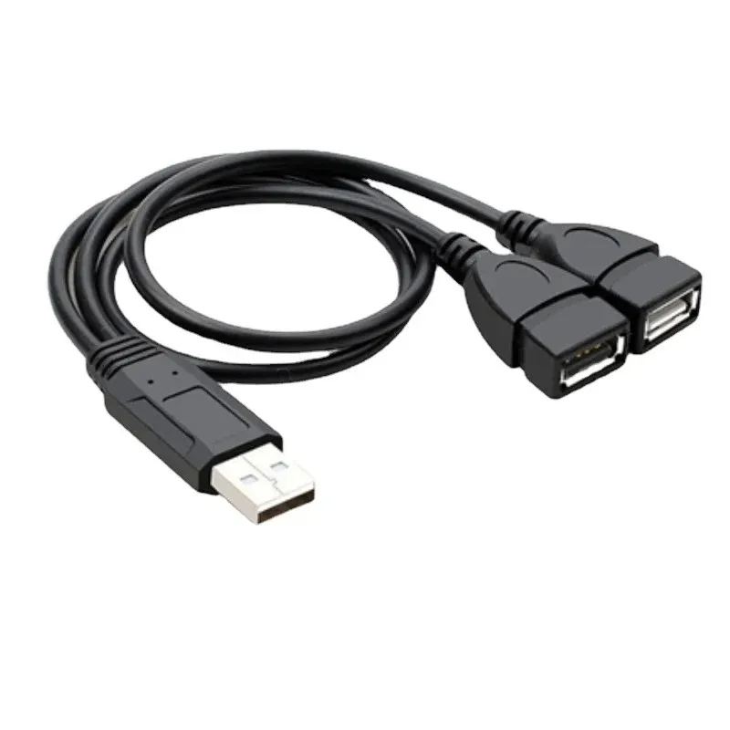 USB 2.0 Kablo 1 Erkek ila 2 Çift USB Dişi Veri Hub Güç Adaptörü Y SPRITTER USB Şarj Güç Kablosu Uzatma Kablosu