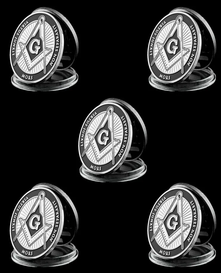 5pcs Collection Coin European Brotherhood masons Masonic Craft Token 1 oz Silver Plated Challenge Badge6756944