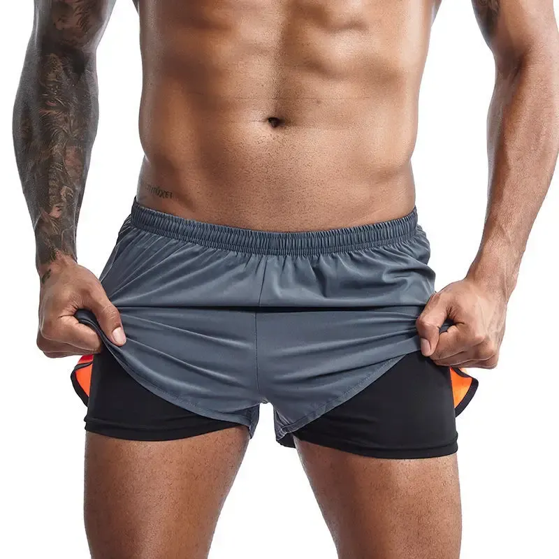 Shorts 2 em 1 curto deportivo Hombre masculino esportivo esportivo masculino usa fitness baús de maratona shorts curtos curtos homens de corrida