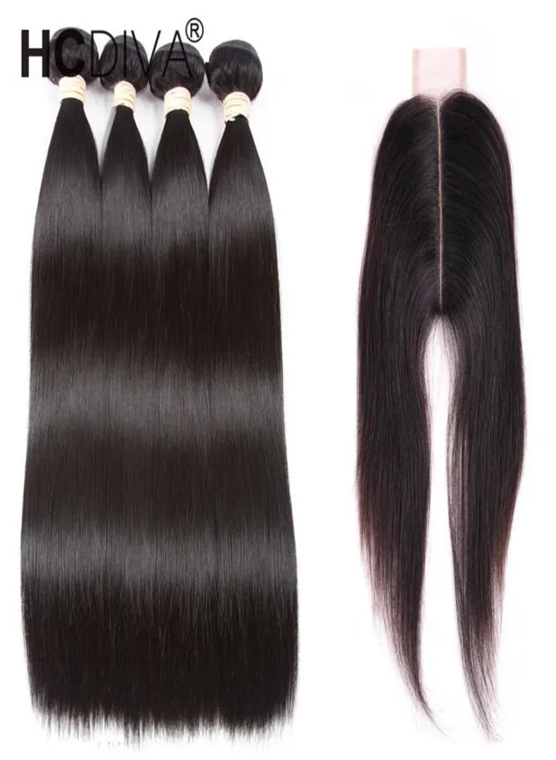 Brasilianische Jungfrau Straight mit 6x2 Verschluss unverarbeiteter brasilianisches Straight Hair 4 Bündel mit Verschluss brasilianischem menschlichen Haar Weave H1788469