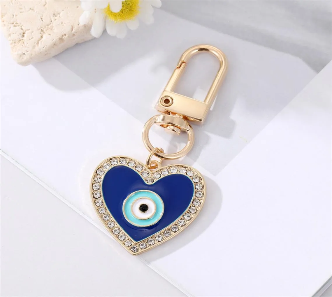 Acqua Drop Cuore Evil Evil Eye Keycring per amica Coppia Enamel Blue Eye Borsa Accessori per il fascino per auto Gioielli6785925