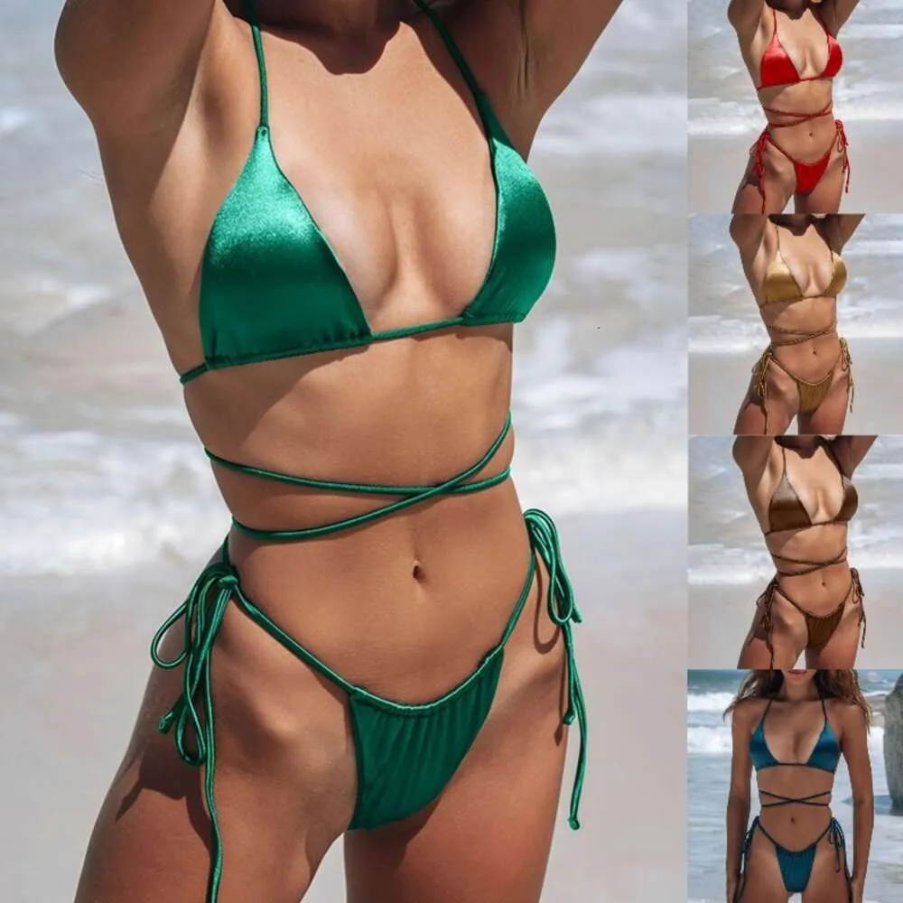 2024 NYA BIKINI SEXY SOLID FOLK RAND Dubbelsidig material Swimsuit Split Swimsuit