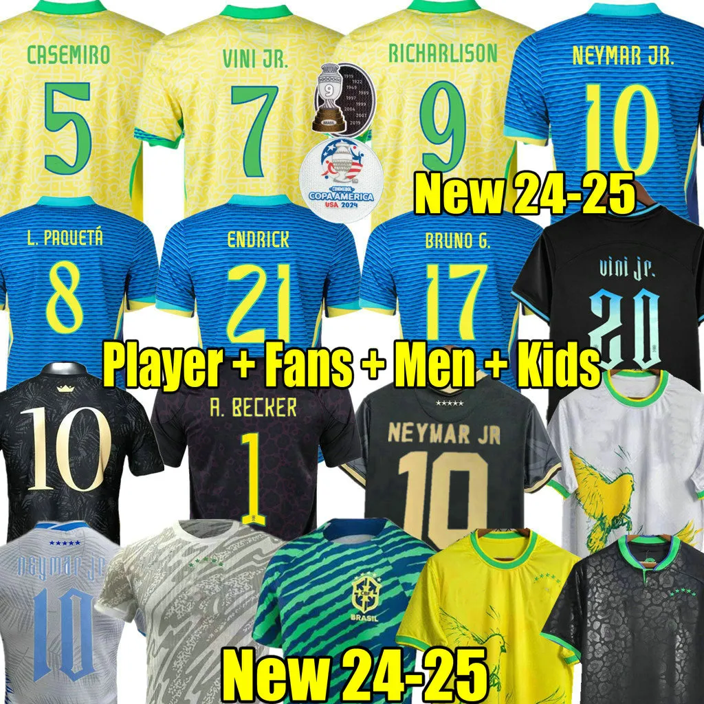 Richarlison 2024 Endrick Casemiro 브라질 축구 유니폼 24 25 Camiseta Raphinha Paqueta Vini Jr Rodrygo Brasil Maillots 축구 셔츠 남녀 어린이 유니폼 2022