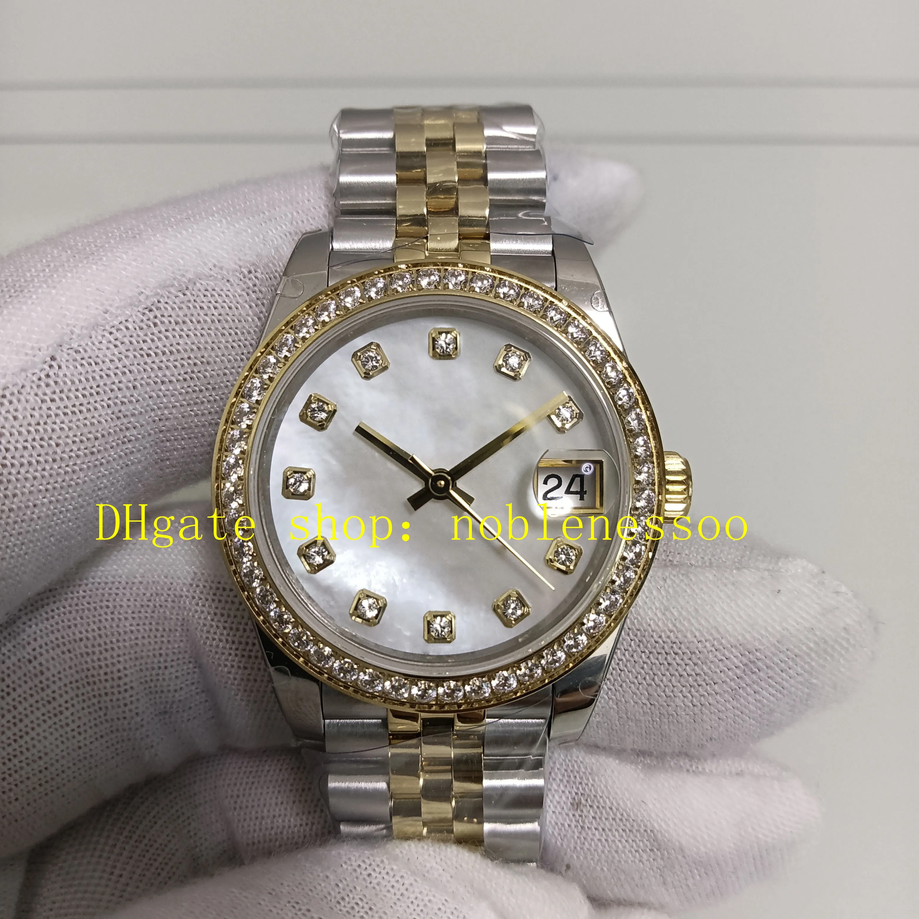 صورة أصيلة مصنع BP Ladies Wather Women 31mm من Pearl Dial Diamond Pozel 18K Gold Gold 178273 Steel Jubilee Bracelet BBF Automatic Watches