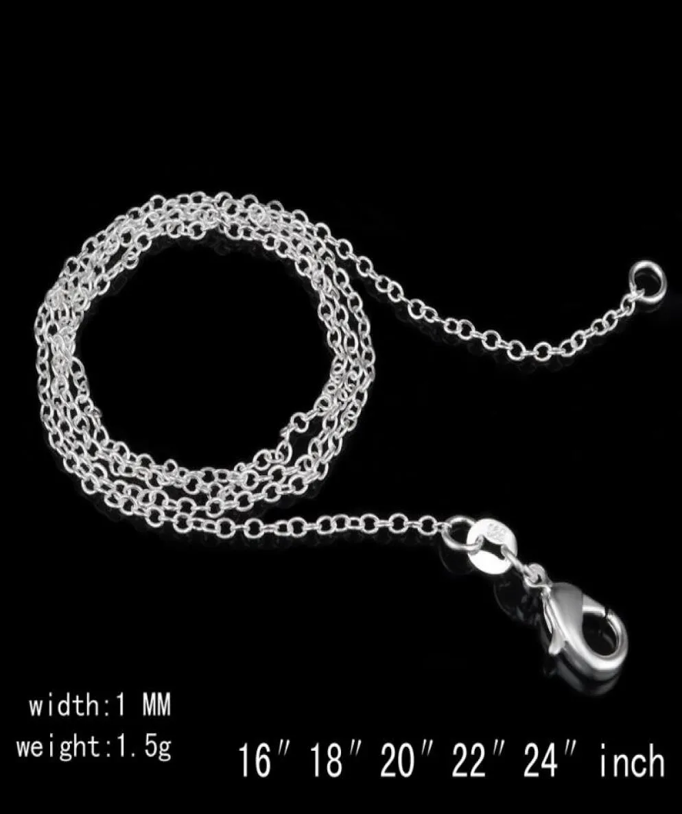 925 Collier en argent sterling rolo quot o Colliers de chaîne bijoux 1mm 16039039 24039039 925 Silver DIY CHAI2694700