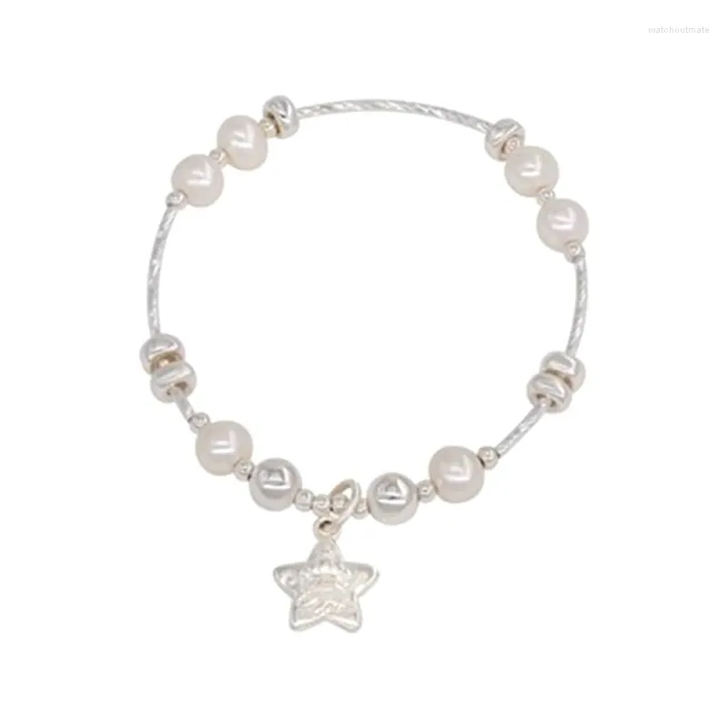 Link bransoletki niszowe imitacja perły mała gwiazda elastyczna lina prosta słodka biżuteria