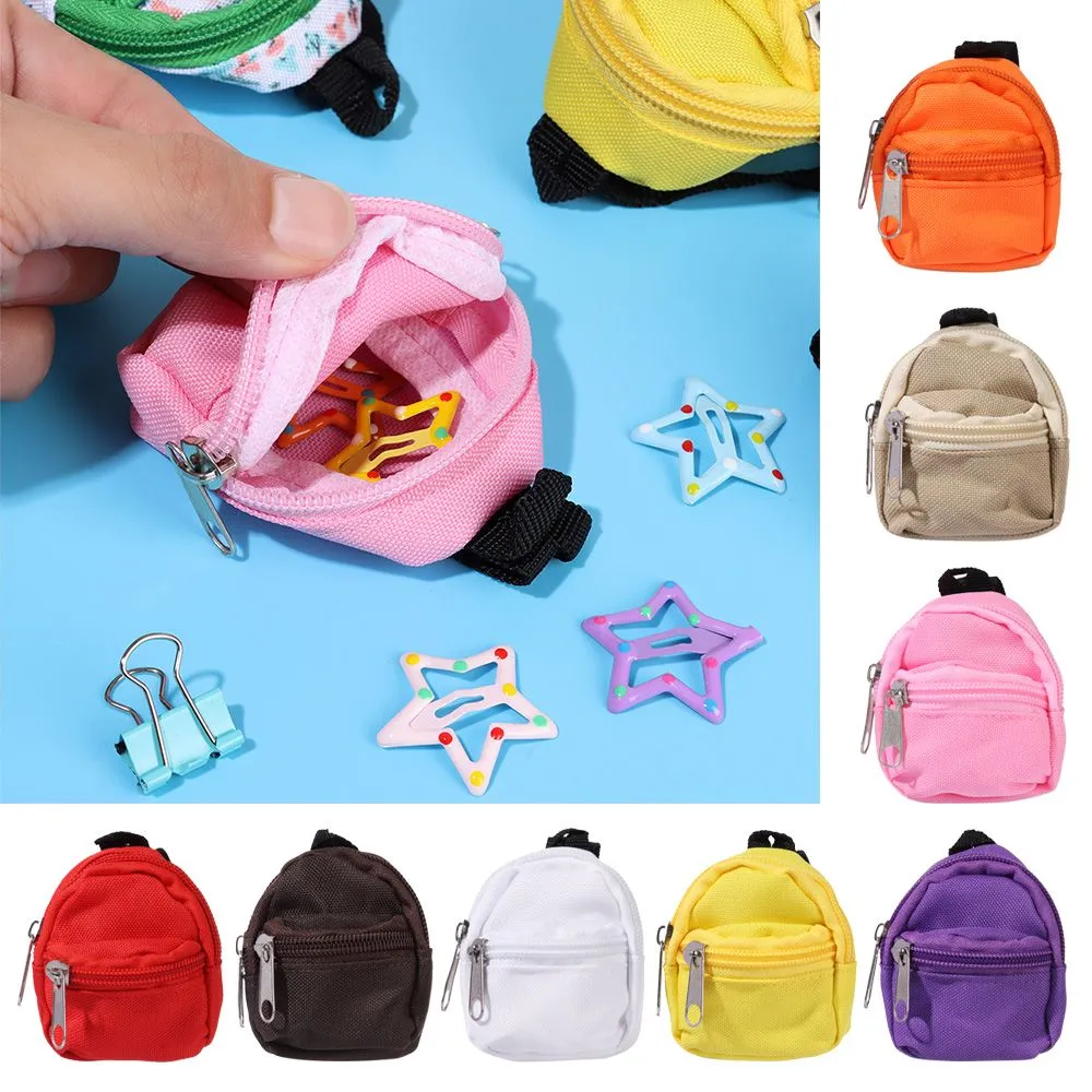 4Pcs Mini Doll Backpacks - Dollhouse Accessories With Zippers 8x7x3.5cm Polyester