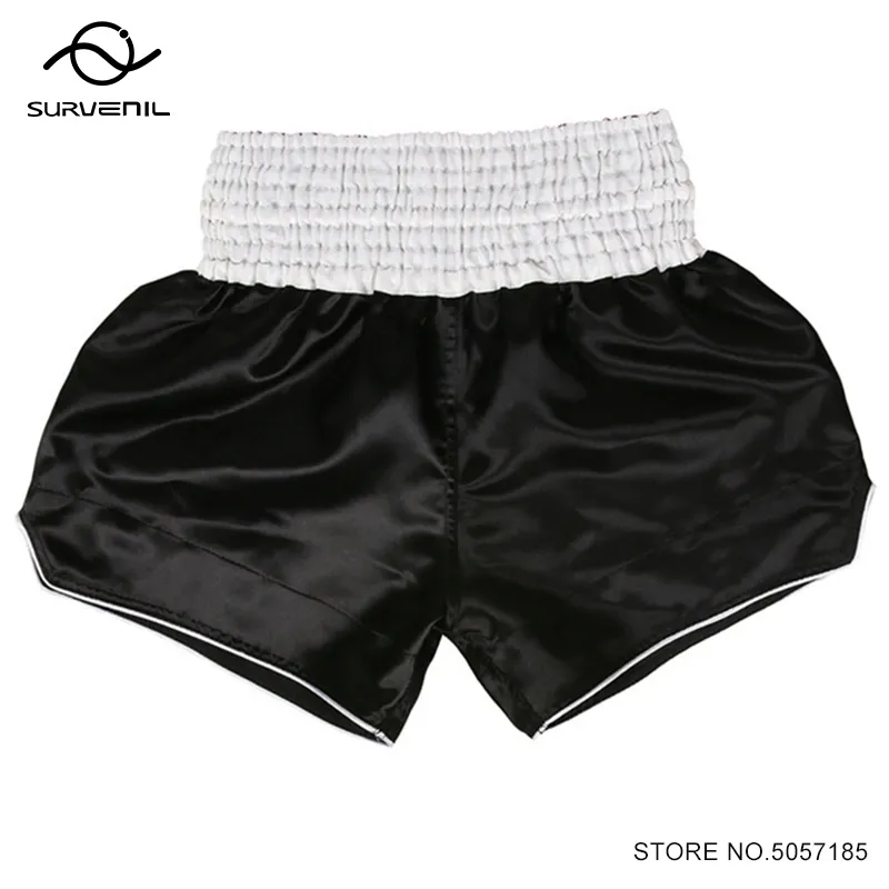 Playwell Plain Black Muay Thai Satin Competition Fight Shorts - Elastic Waist, Short Cut For Training - View #10