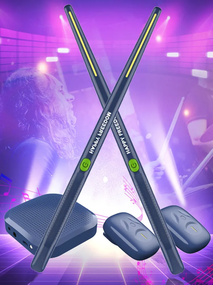 Virtual Air Drum Set With Drumsticks & Pedals - Portable 3D Motion Sensing Electronic Drums For Practice