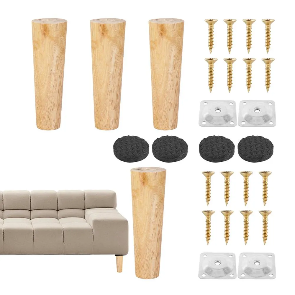 Furniture Replacement Legs Set Of 4 Wooden - 3.15 Inch Oak Legs With M8 ...