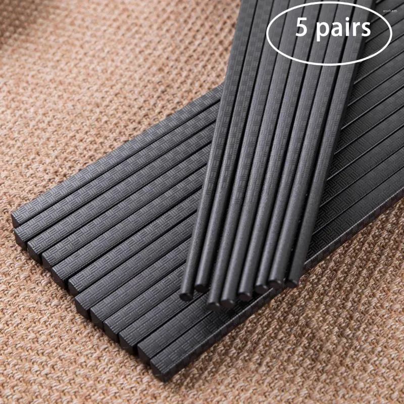 Chopsticks 5 Pairs Reusable Chinese Grade Plastic Alloy Stick Non-slip Japanese For Sushi Tableware