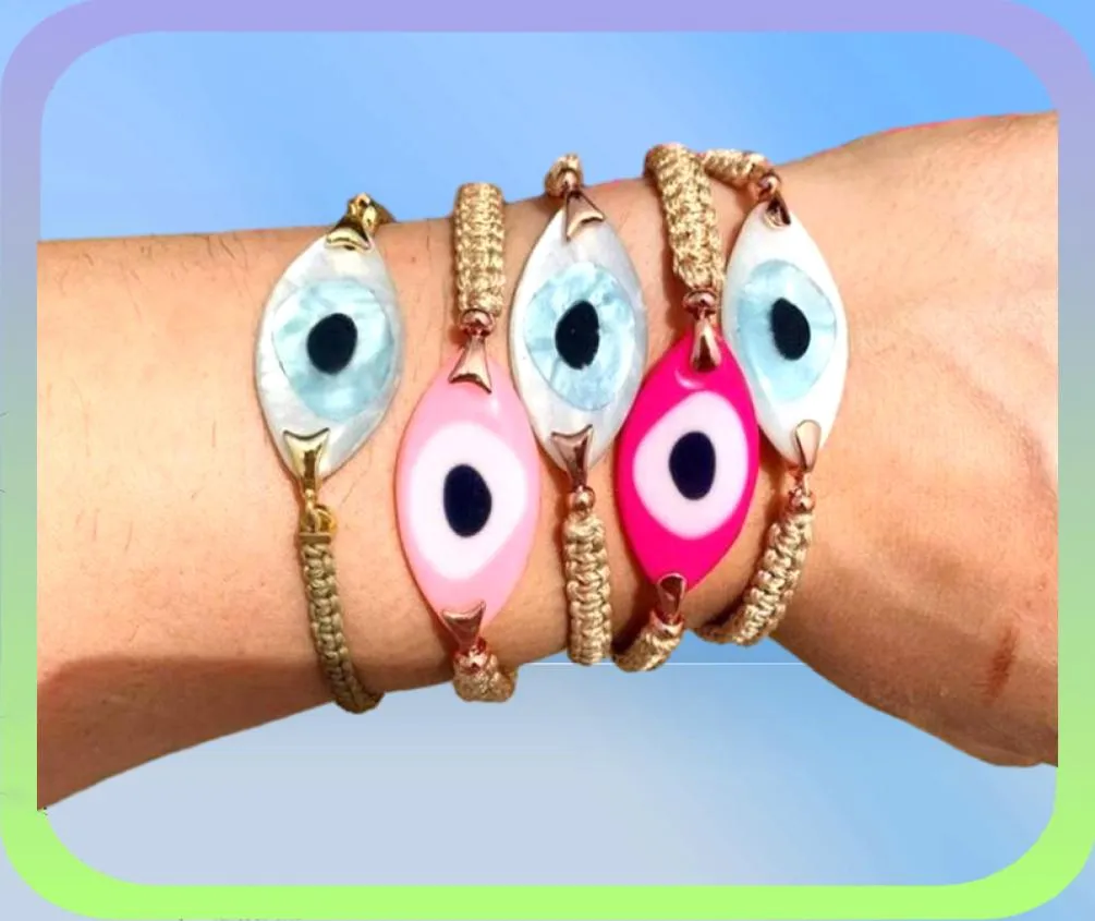 Evil Eye Armband för kvinnor Trendiga turkiska ögonsmycken Bohemiska vänskap Pulsera flätade reparmband i bulk2873061