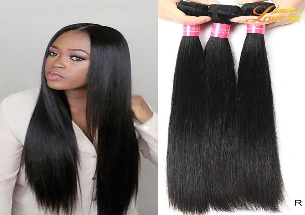 Fabriksgrad 8A Virgin Human Remy Straight Hair Weave Bunds Brasilianska mänskliga rakt hår obearbetat malaysiska indiska peruvian1468269