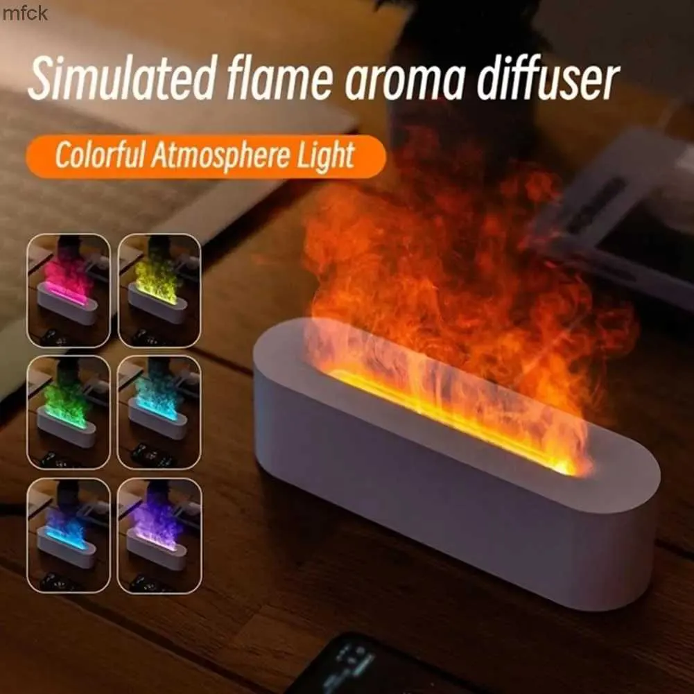 Fuktare simulerar Flame Air Firidifier USB Ultrasonic Cool Mist Oil Aromas Diffuser + Colorful Light 150ml