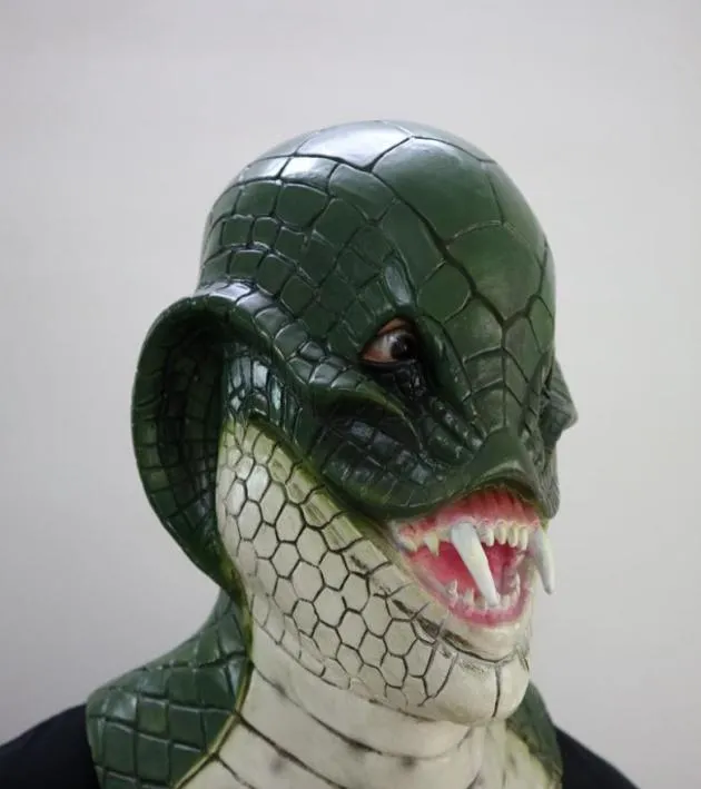 2017 Ny ankomst Realistiska vuxna fulla huvud djurmasker realistisk snygg klänning Snake Mask Rubber Latex Mask för Halloween Costu1248159