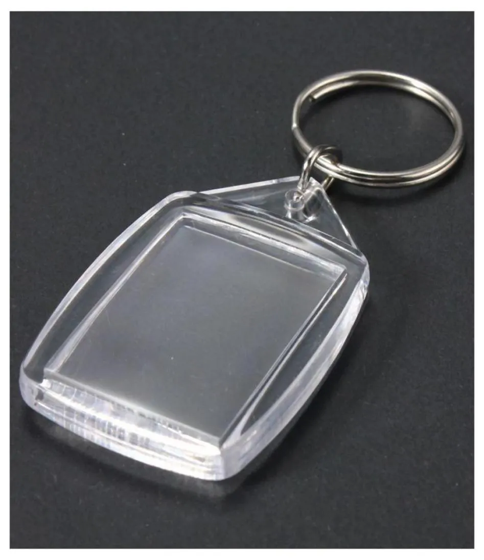 50 datorer Clear Acrylic Plastic Blank Keyrings Insert Passport PO KeyChain KeyFobs Keychian Key Chain Ring1681048