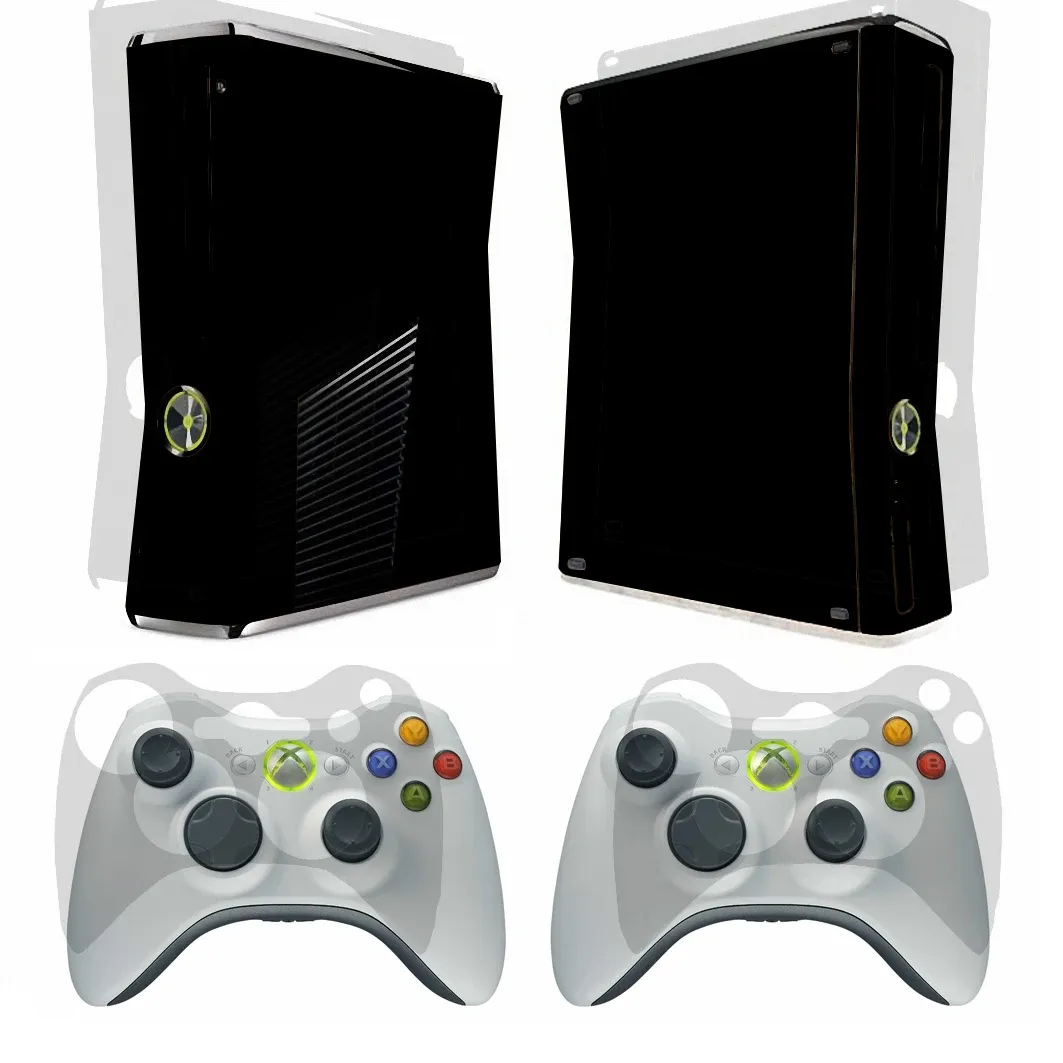 Autocollants Protecteur d'autocollant cutané en vinyle transparent pour Microsoft Xbox 360 Slim et 2 Sinins Controller Stickers