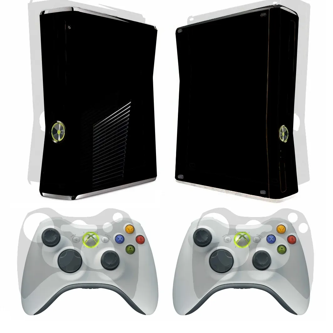 Çıkartmalar Microsoft Xbox 360 Slim ve 2 Denetleyici Derileri için Şeffaf Net Vinil Cilt Etiket Koruyucu