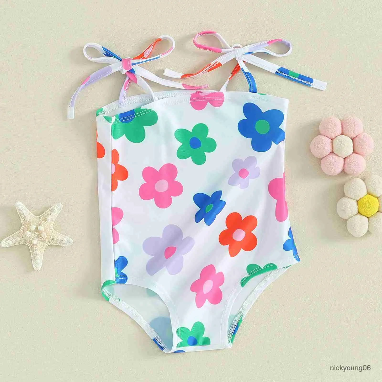 Enstycken Småbarn Infant Baby Girl Swimsuit Clothes Baddräkt Floral ärmlös Summer Badkläder Beach Wear 6M-4T