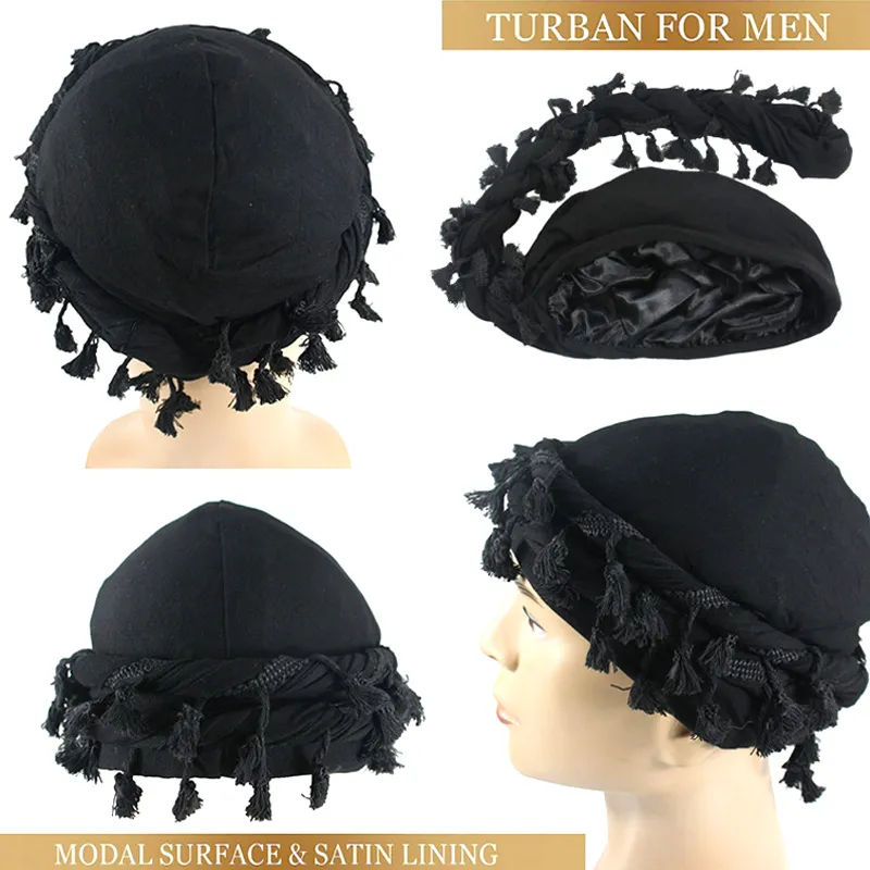 Seiden Durag Unisex Schwarz Grau 2 Stück Durag Mit Produktbild-Vorschau 4