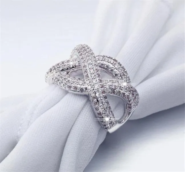 Anello di Infinity Fashion Vecalon 925 Sterling Silver Diamond CZ Impegno per matrimoni Fambata per le Finger Jewelry 8409508