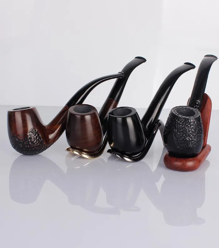 Classic Carved Wooden Smoking Pipe Tobacco Accessory Traditional Style Natural Handmade Cigar Pipe Curved Smoke Tools Gift T2007246008317