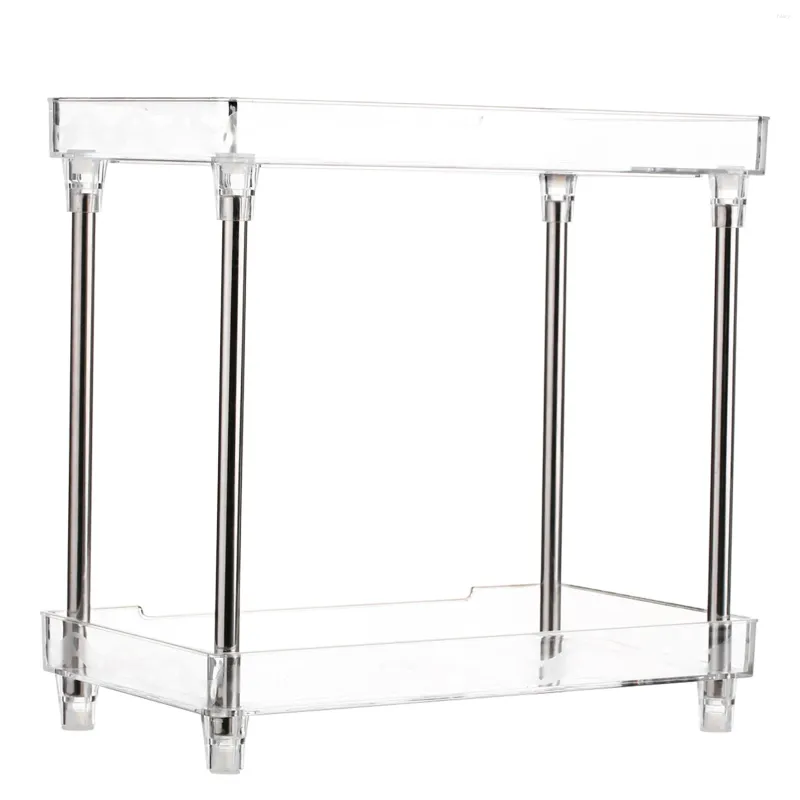 Förvaringslådor Multifunktionella 2-ters kosmetiska arrangör Tray Shelf Caddy Stand för badrum fåfänga bänkskiva