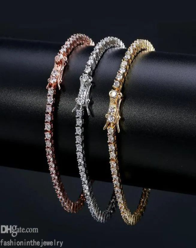 Projektant bransoletki Diamond Bracelet tenisowy dla kobiet luksusowy prezent biżuterii 3 4 5 6 mm 7 8 -calowy moda cyrkon łańcuch Banles Men1735933