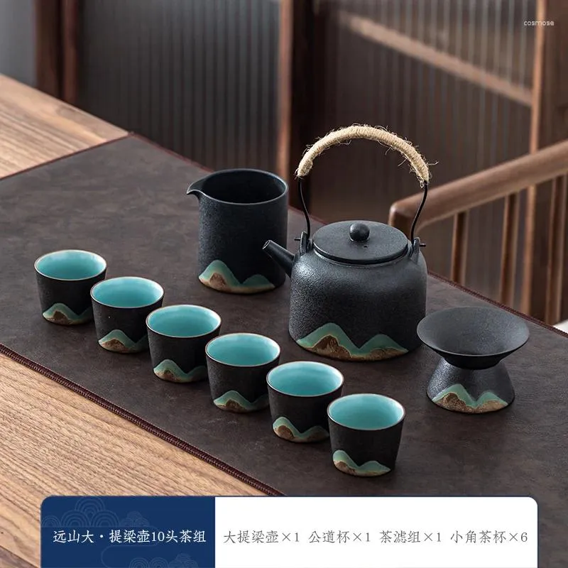 Zestawy herbaciarskie Zestaw herbaty luksusowe vintage binease czarne popołudnie z tacą domową porcelany porcelanowe zapasy kuchenne