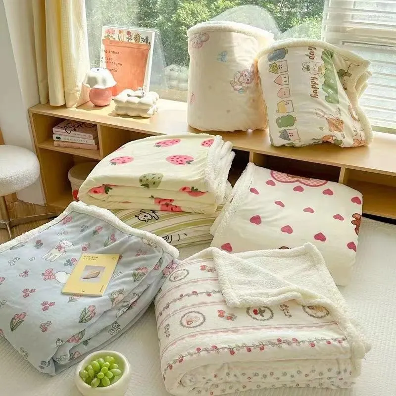Couvertures couvertures de style Ins pour l'hiver Antomn épais doux lit chaud lit maison décor de la maison Kawaii Nap Office Chân