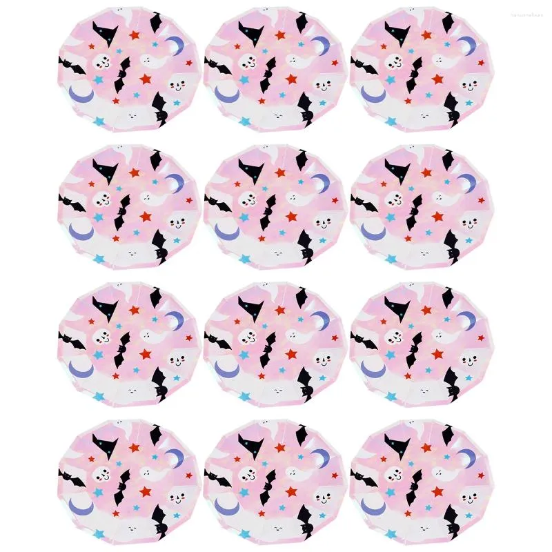 Disposable Dinnerware 16 Pcs Halloween Paper Plate Ghost Plates Tableware Colorful Party Supply