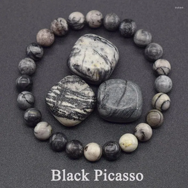 Bracelets de liaison géniune noire noire picasso bracelet de perle en pierre pour les hommes rétro vrais bijoux perlées femmes purifier le cadeau de l'âme