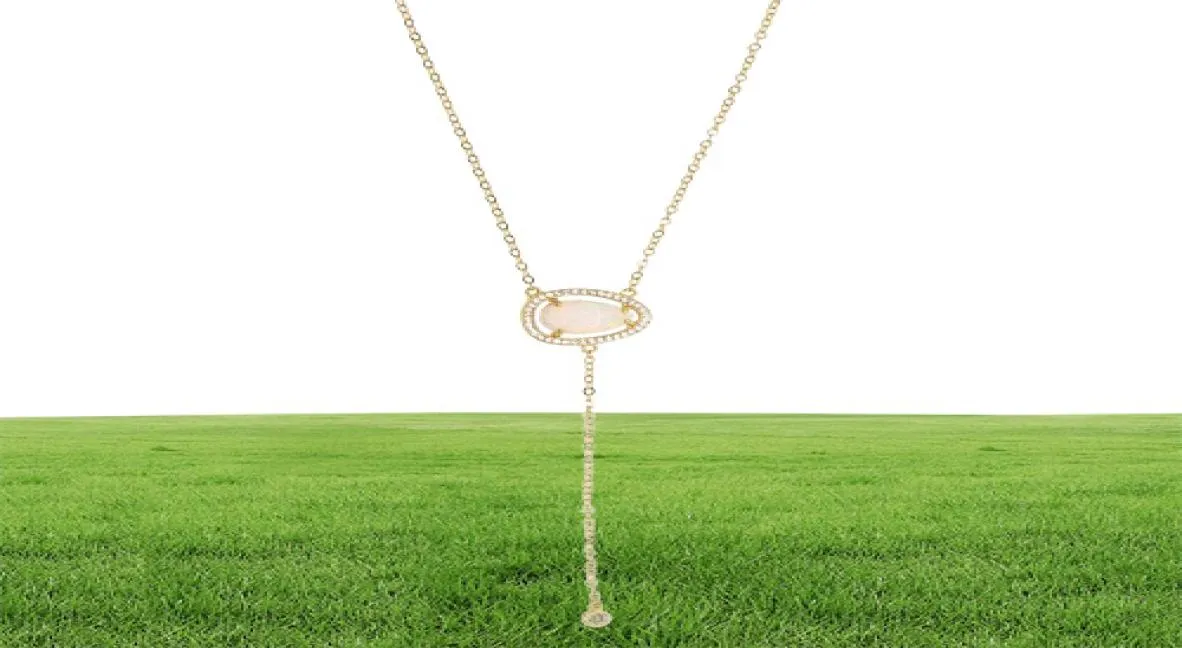 Последний дизайн 2018 г. Золотое ожерелье для женских ювелирных изделий Высококачественное opal opal Stone European Women Long y Lariat Syle Collese9653255