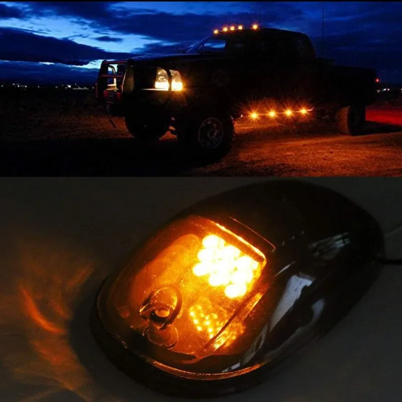 5-Piece Amber Roof Running Lights Kit - 12V/24V Waterproof LED Cab Marker Lights For Trucks, RVs & Trailers