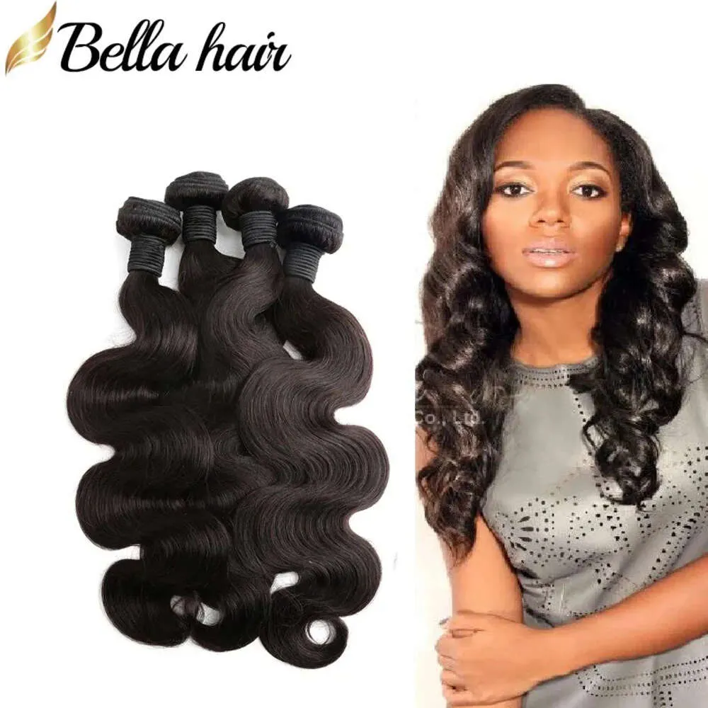 Brazylijskie wiązki włosów tkają kręcone faliste proste fala ciała luźna głęboka 3pc Virgin Remy Human Hair Extensons Podwójna mocna wątek Bellahair 30 cali