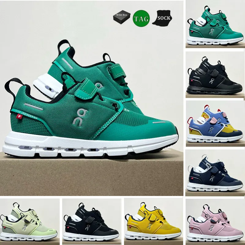 2024 Cloud Play Kids Running Shoes Designer on Classics Black Midnight Blue Mustard Lellow Beatling Green Marshmallow Pink Mint Green Babys Sneakers 22-35