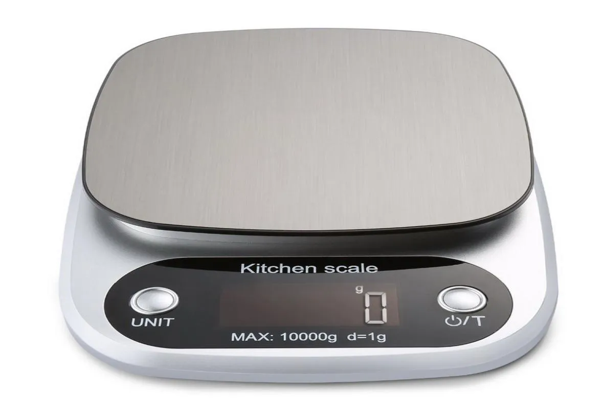 Digital Kitchen Scale 10kg Food Multifunction Weight Scale Electronic Baking Cooking Scale with LCD Display Silver7023189
