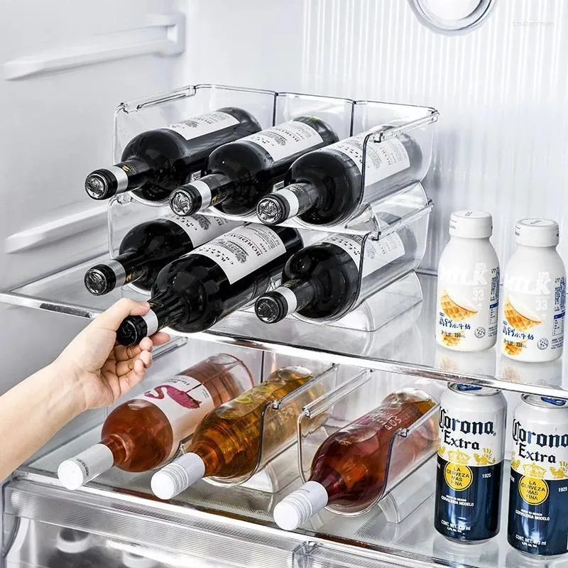 Armazenamento de cozinha Material durável e bebida Rack Botther Organizador de refrigerador Caixa de champanhe empilhável espessada