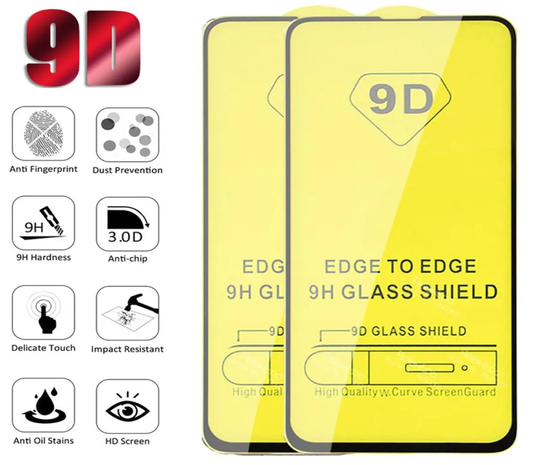 Pełna pokrywa 9D Ochronne szklane szklane ochronę iPhone 12 11 Pro Max 8 7 Samsung S21 Plus S20 Fe A01 Core A11 A21 A314369921