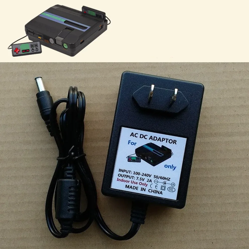 Leverans av utgång 7.5V 2A AC -adapter för Twin Famicom FC Game Console Power Supply