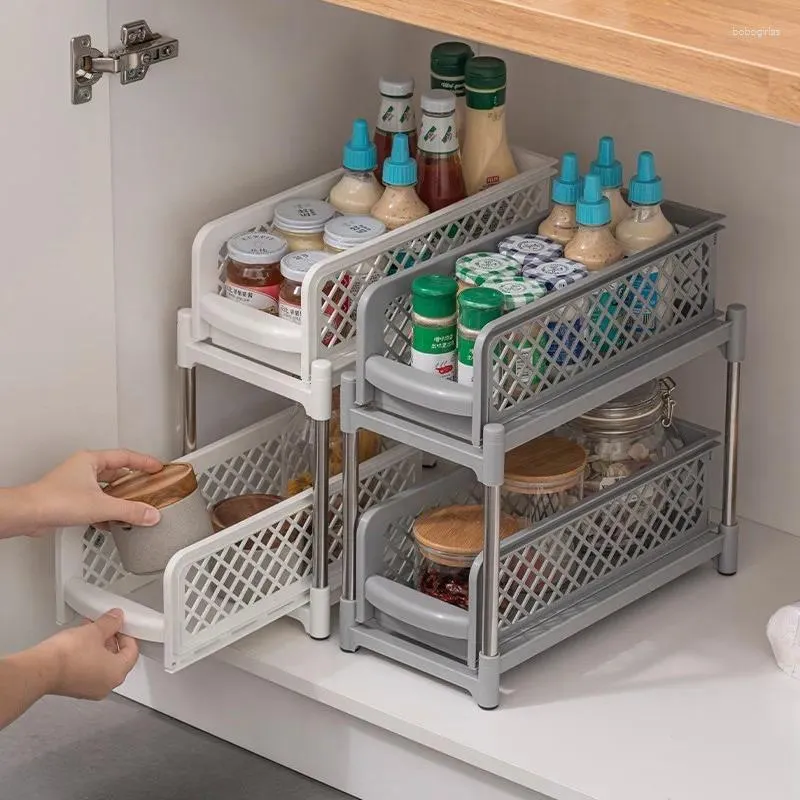 Kitchen Storage Under Sink Organizers And 2 Tier Rack Sliding Cabinet Basket Organizer Drawer Bathroom