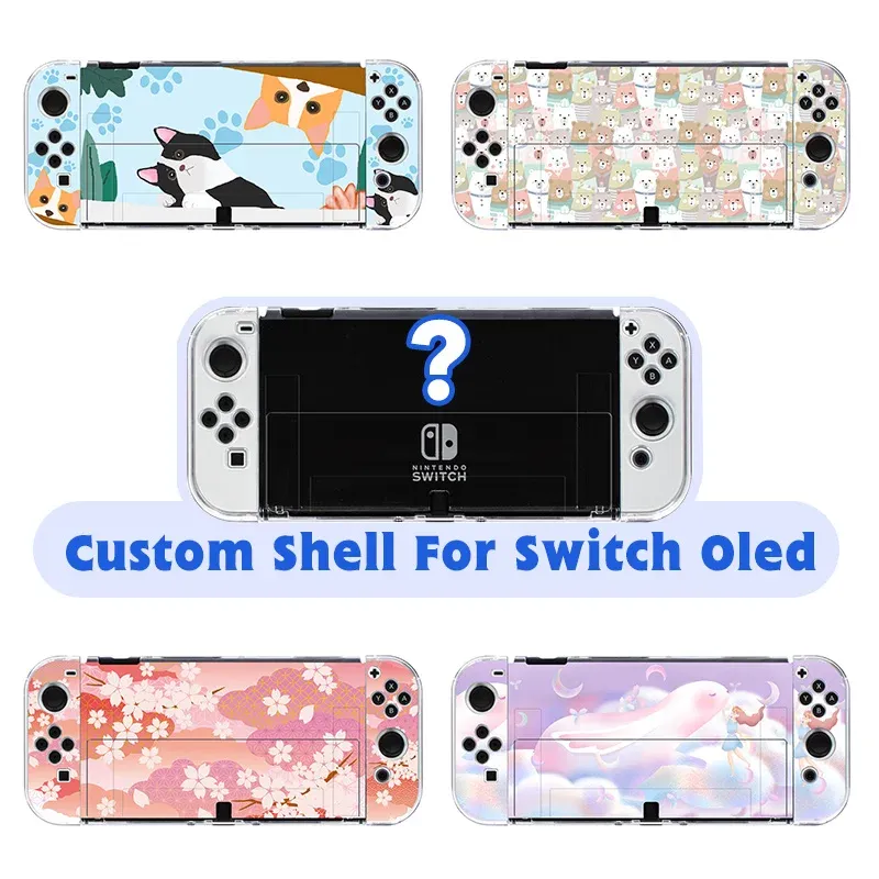 Cases Cute Kawaii Gaming Custom Case For Nintendo Switch Oled Hard Thin Dockable Protection Shell Pink Japanese Anime Pattern