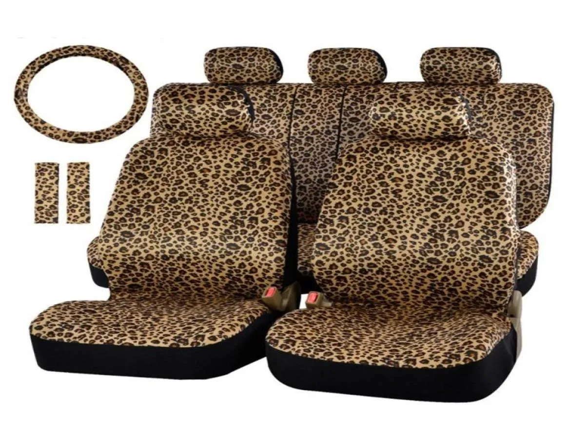 Capas de assento de carro 12pcs LEOPARD STENLING PROTECTOR UNIVERSAL FIT A maioria dos carros cobre o interior automático DRECOATIONCAR2554391