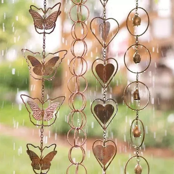 Dekorativa figurer Kettle Metal Wind Chimes Butterfly Love for Garden Courtyard Decoration Rain Chain Ramadan Festival Valentine's Day