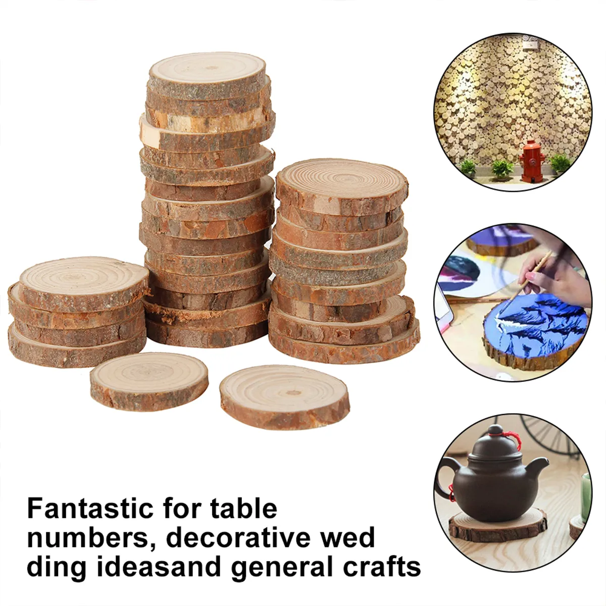 20 Pcs Natural Wood Slices, 5-6Cm Unfinished ... - UK