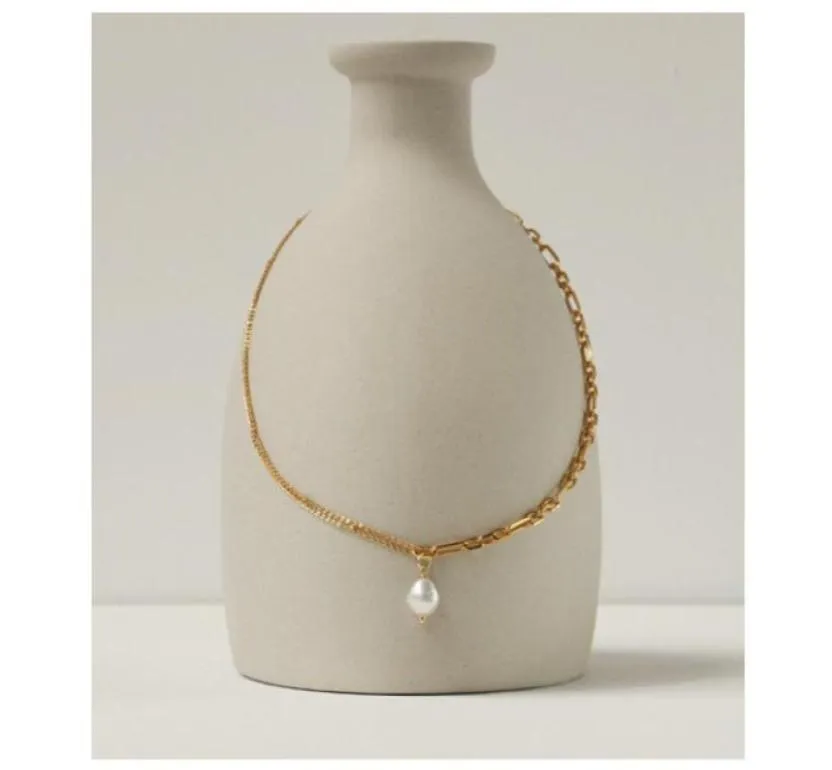 Подвесные ожерелья Простые натуральные настоящие жемчужные ожерелье Женщины мода дикая света роскошная винтажная роскошная роскошная смесь в стиле барокко и MAT3757920