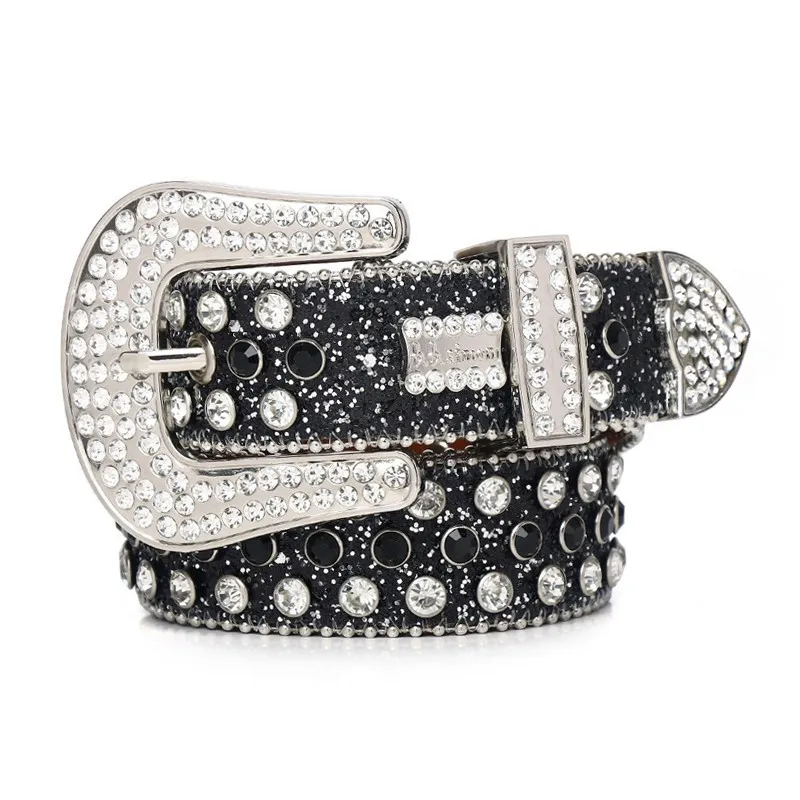 Beaded Belt Cowboy Chrome Belts Sparkling Crystal Diamond Belts