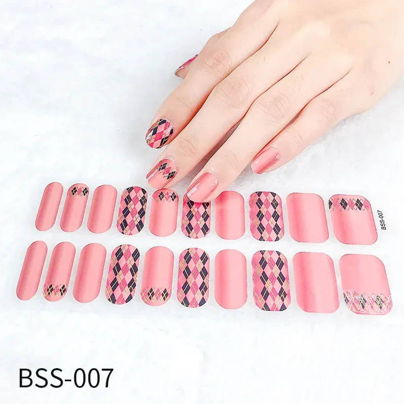 new 2024 1sheet Korean Nail Polish Strips DIY Waterproof Nail Wraps Mixed Patterns Full Nail Patch Adhesive for Women Nail Art Stickers -
