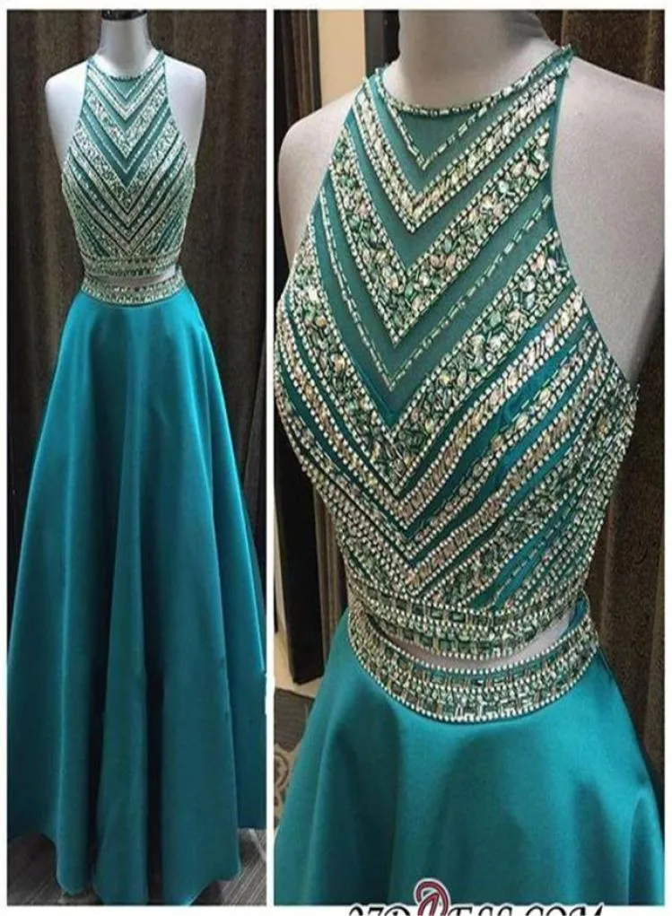 ALINE TWOPIECES HATTURY Luksusowy kryształowy rękawów sukienka balowa matowa satynowa niebieska długa sukienka wieczorowa vestidos longos2133389