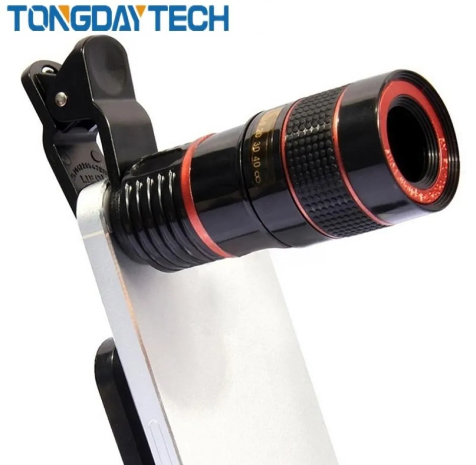 Tongdaytech Universal 8x Zoom光学電話テレスコープポータブルモバイルテレポカメラレンズ用iPhone X 8 7 Samsung Huawei1260985